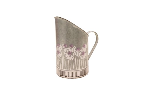 Macetero forma de jarra con asa flor violeta