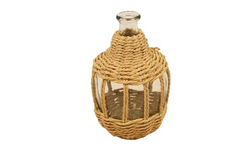 Vase en forme de bouteille avec corde