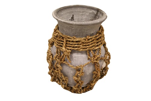 Jarron barro azul con cuerda