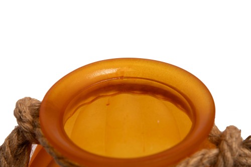 Jarron naranja con asa cuerda