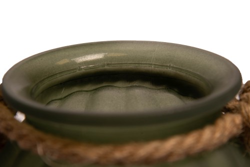 Jarrón verde con asa cuerda