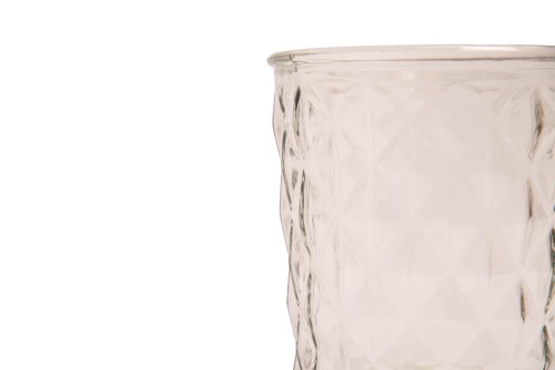 Jarrón transparente con relieve