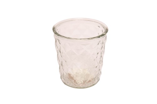 Jarrón transparente con relieve