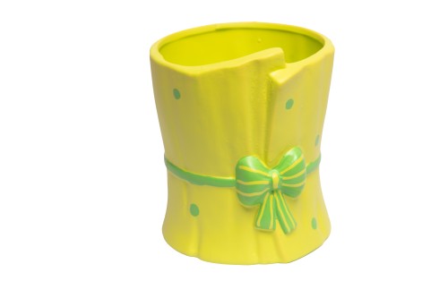 Macetero ceramica verde con lazo