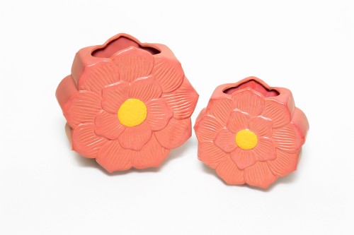 Macetero cerámica flor s/2