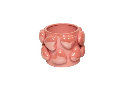 Macetero cerámica relieve corazones