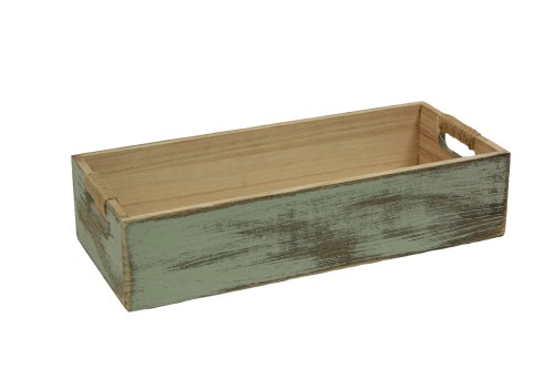 Caja de madera azul turquesa old
