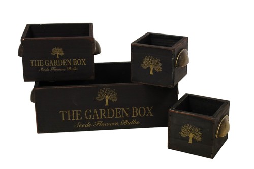 Cajas de madera negra s/4