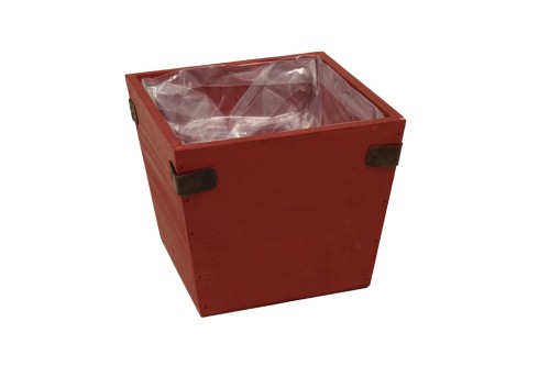 Macetero de madera rojo