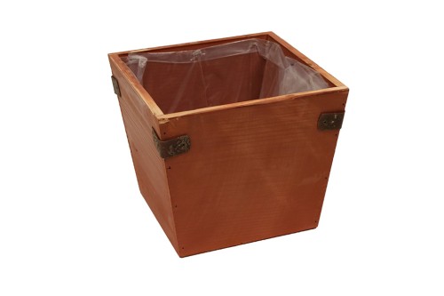 Macetero de madera naranja