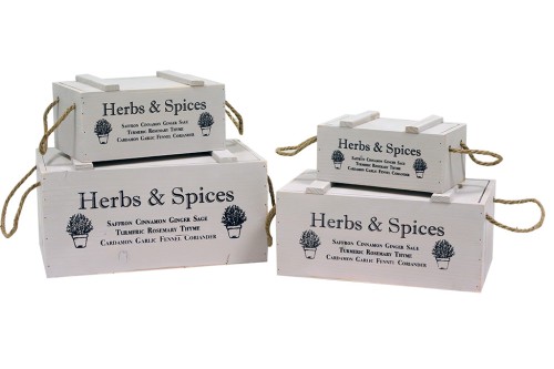 Cajas de madera con tapa gris
