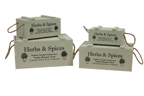 Cajas de madera con tapa verde
