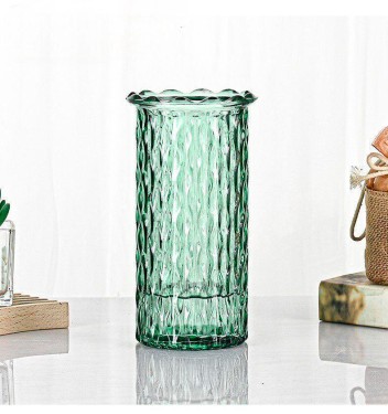 Florero de cristal verde