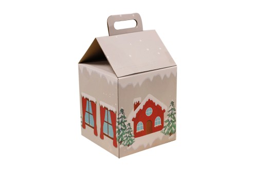 Caja de carton casa de navidad