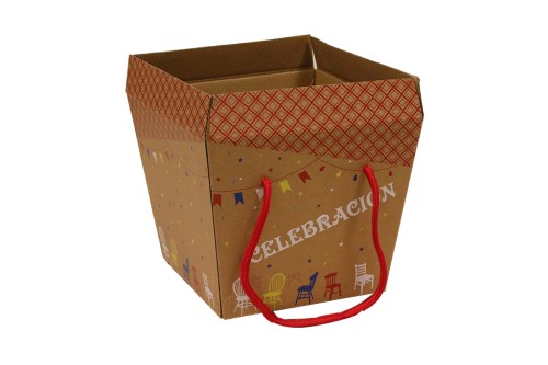 Caja kraft con asa roja celebracion