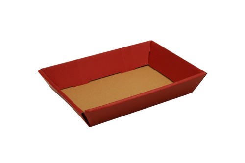 Bandeja de carton kraft y roja