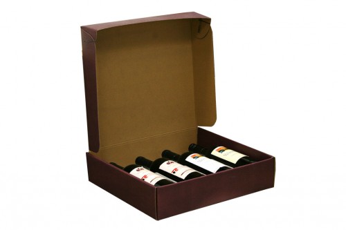 Caja carton morado 4 bot.