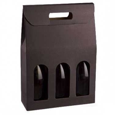 Porte-bouteilles marron foncé 3 bot.