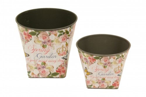 Plastic flowerpot spring garden s/2