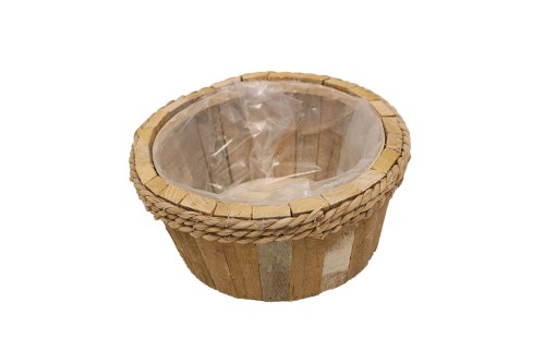 Macetero tiras blanca madera