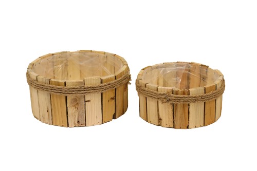 Wooden Strips Planter Set (2 pieces)