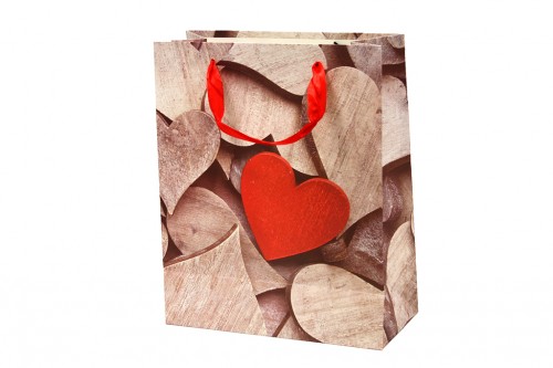 Bolsa corazon madera