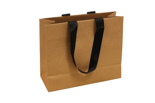 Bolsa de carton kraft con asa negra