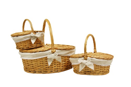 Cesta de picnic clara forrada s/3