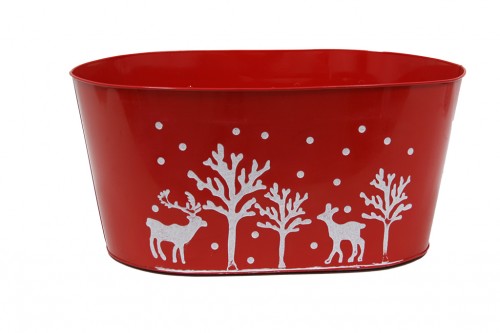 Christmas red metal bucket