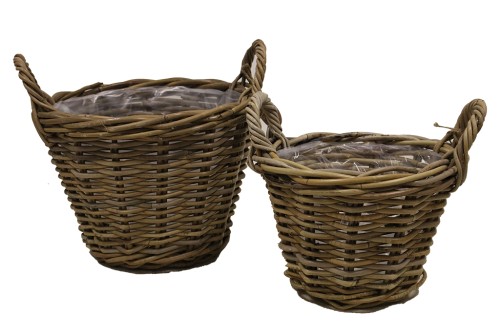Cesta ratan gris claro s/2