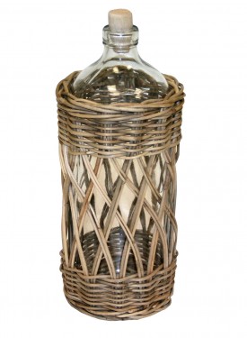 Glass bottle and rattan