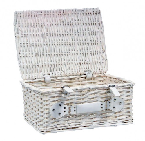 White wicker suitcase