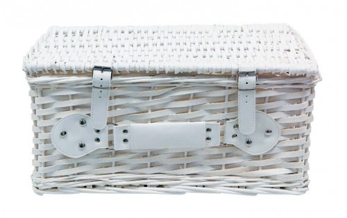 White wicker suitcase