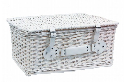 White wicker suitcase