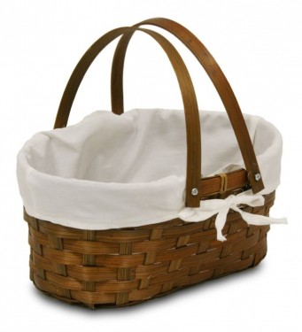 BAMBOO BASKET, FOLDING HANDLES AND PHUKET FABRIC