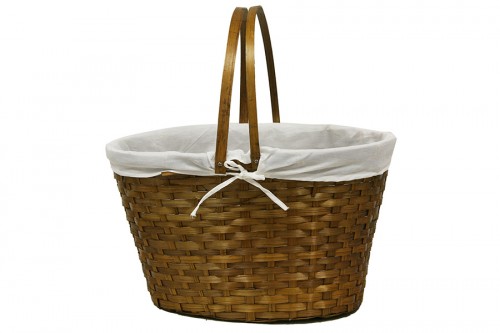 BAMBOO BASKET, FOLDING HANDLES AND PHUKET FABRIC