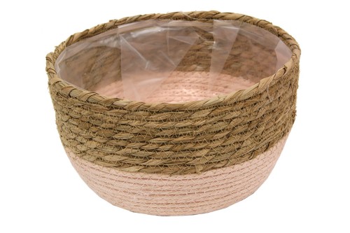 Panier à eau rond en jacinthe rose s/2