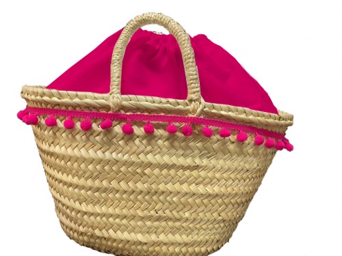 Cabas pompon fuchsia