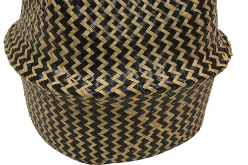 Black folding wicker and fabric basket