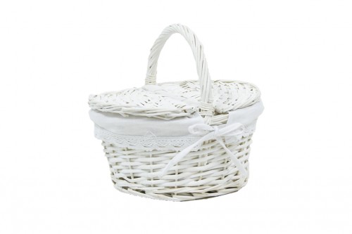 White wicker picnic basket