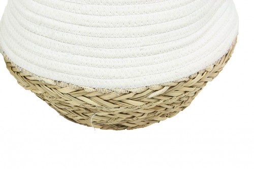 Folding basket with white fabric s/2