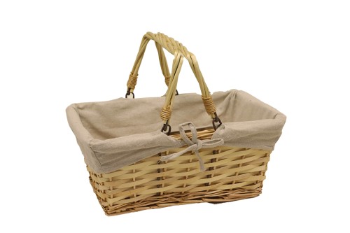 Cesta con asas abatibles y tela naranja