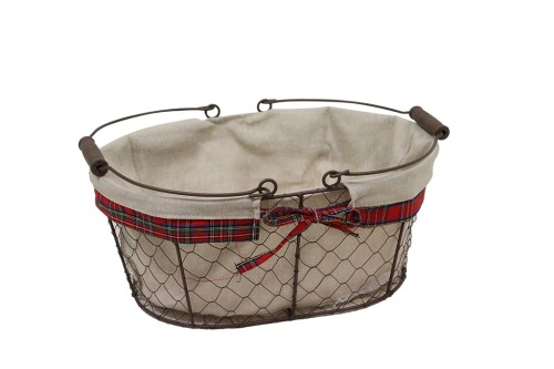 Cesta metalica ovalada con tela