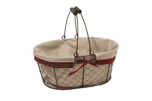 Cesta metalica ovalada con tela