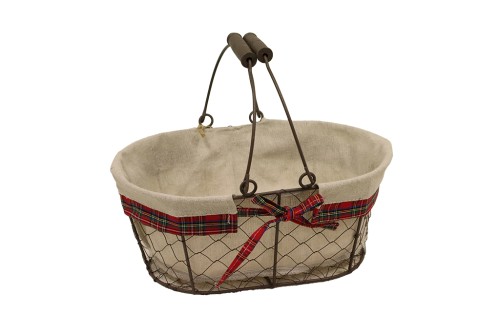 Cesta metalica ovalada con tela