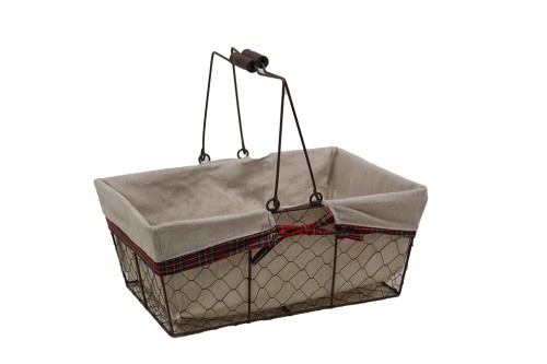 Cesta metalica rectangular con tela