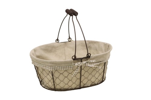 Cesta metalica ovalada con tela