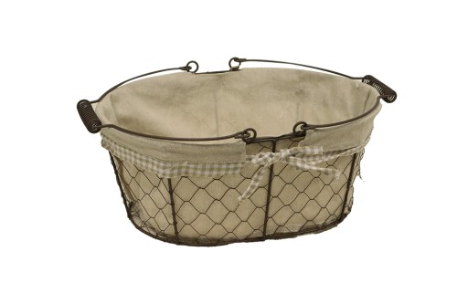 Cesta metalica ovalada con tela
