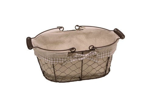 Cesta metalica ovalada con tela