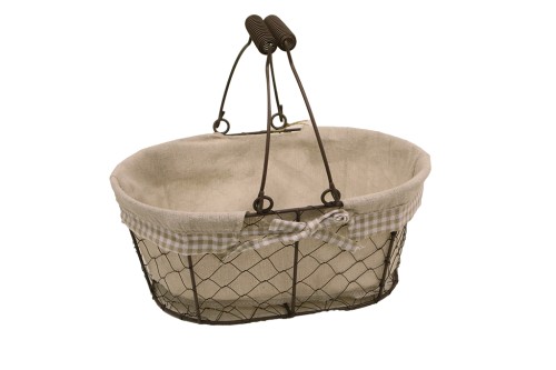 Cesta metalica ovalada con tela